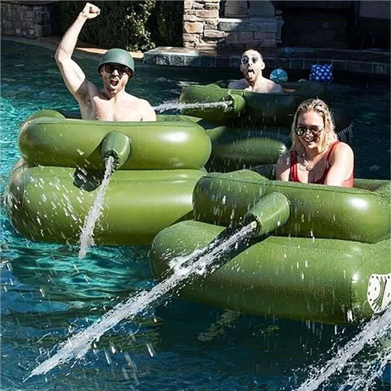 Tanque Flotante Hinchable con Cañón de Agua 💦 | El Juguete Viral del Verano