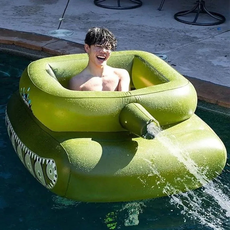 Tanque Flotante Hinchable con Cañón de Agua 💦 | El Juguete Viral del Verano